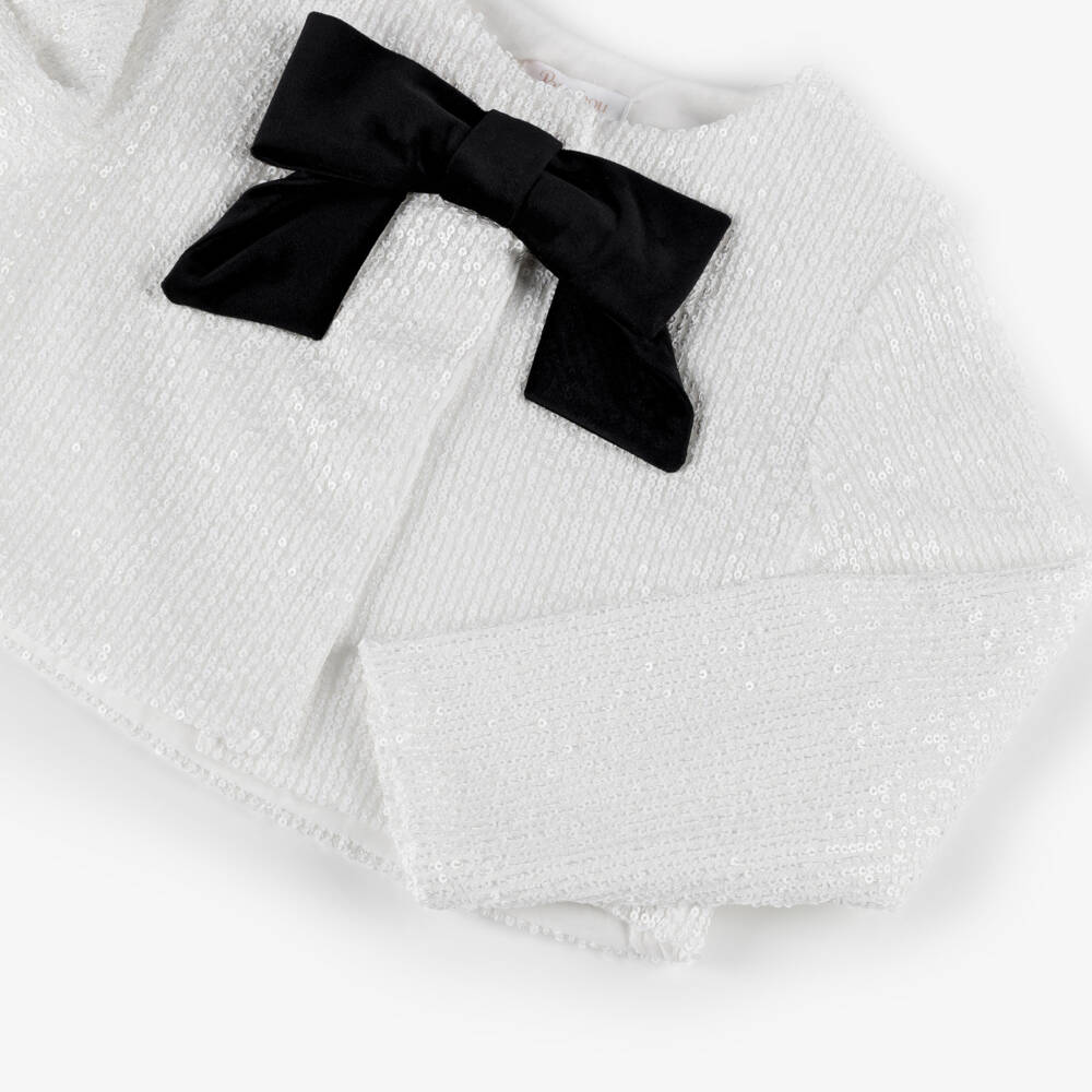 Patachou-Girls White & Black Velvet Skirt Set with Sequins | Childrensalon Outlet