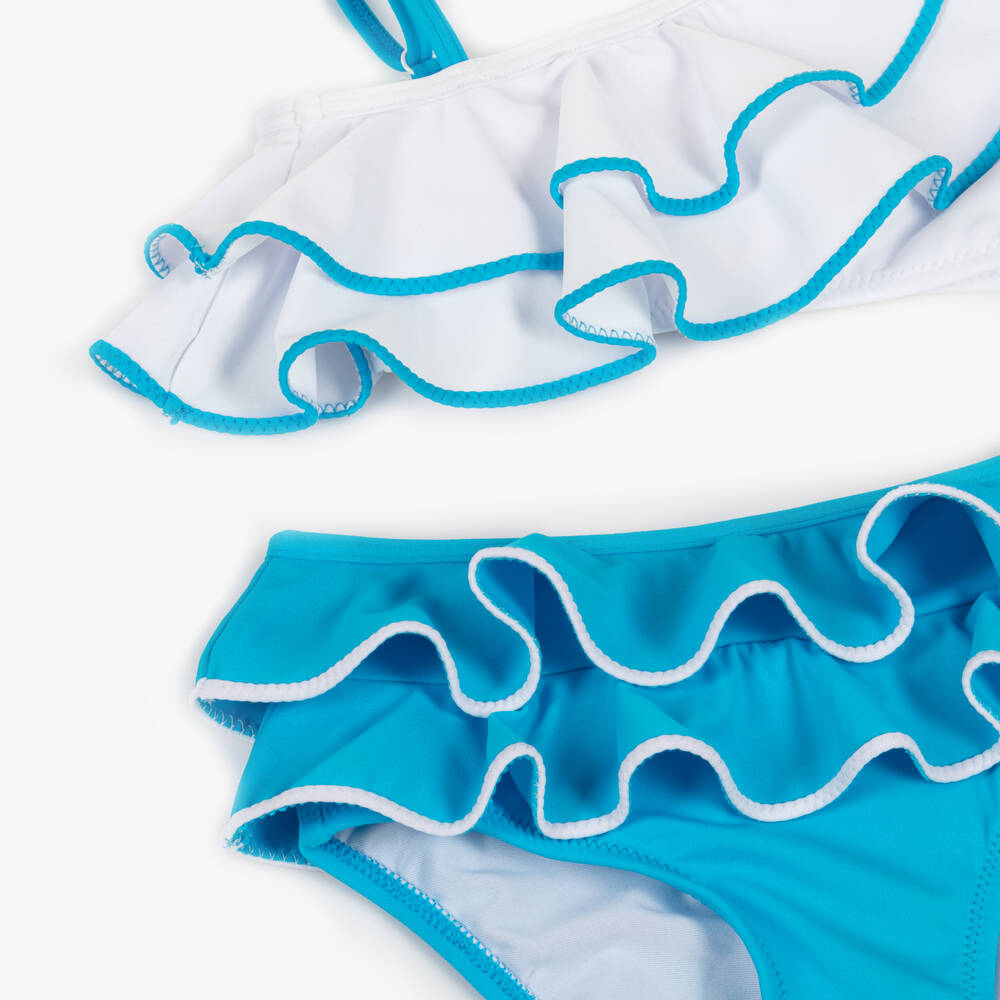 Nessi Byrd-Купальник с оборками синий и белый для девочек | Childrensalon Outlet