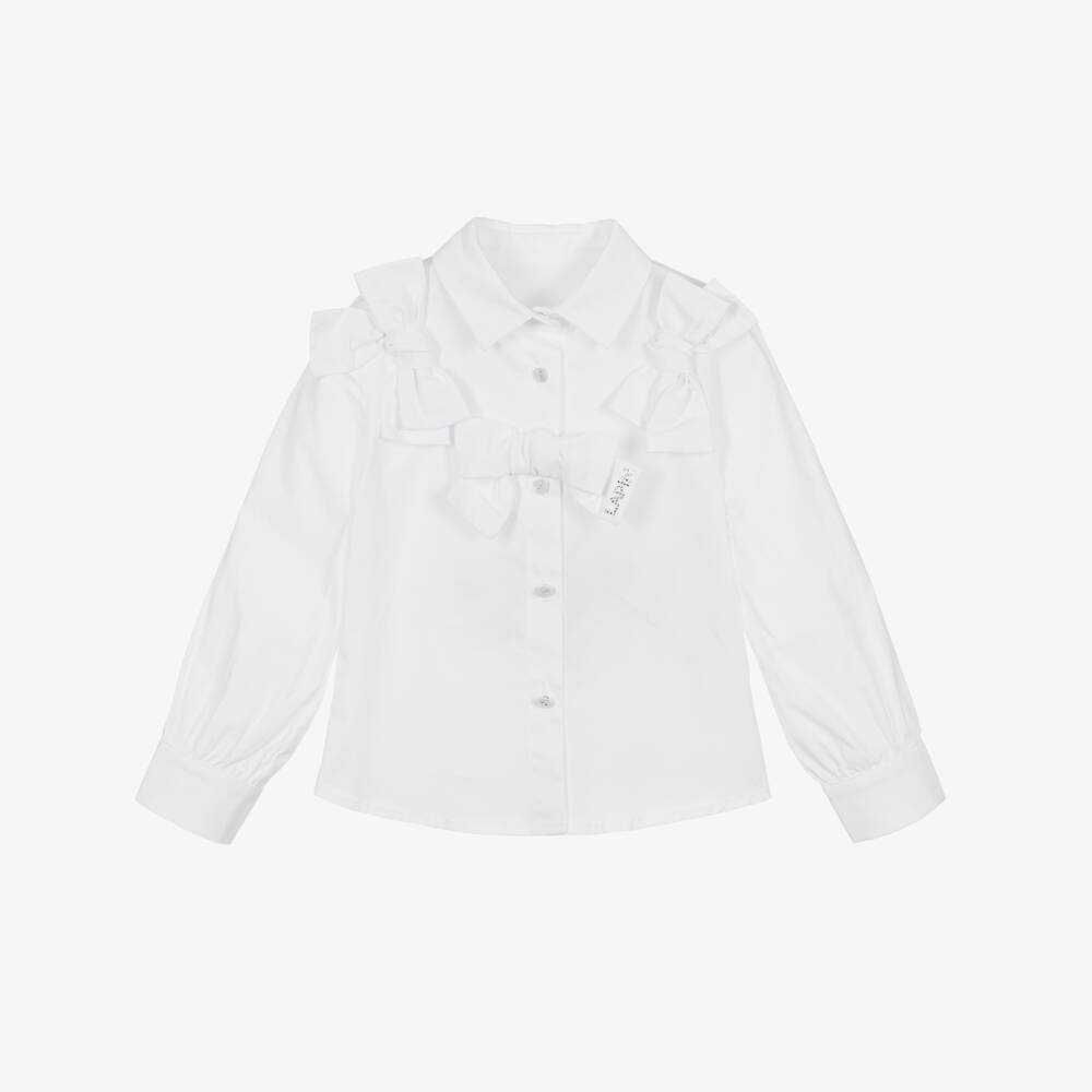 Lapin House-Girls White Cotton Blouse with Bows | Childrensalon Outlet