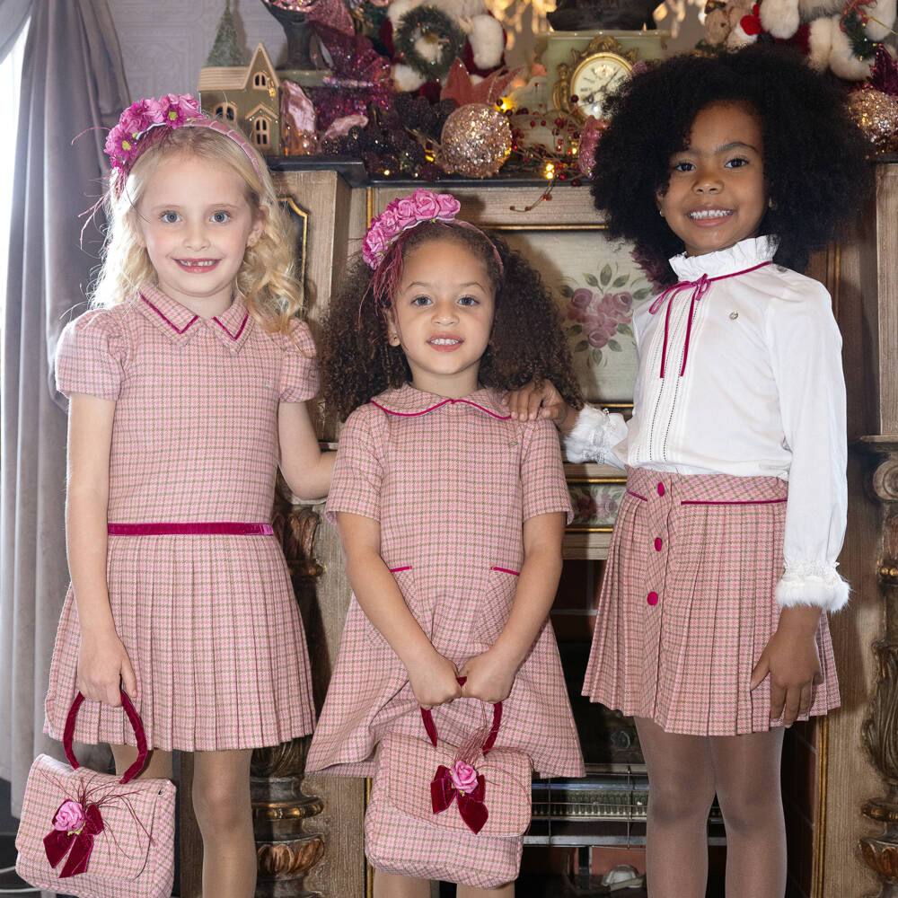 Piccola Speranza-Girls White Cotton Blouse with Velvet Bow & Faux Fur Cuffs | Childrensalon Outlet