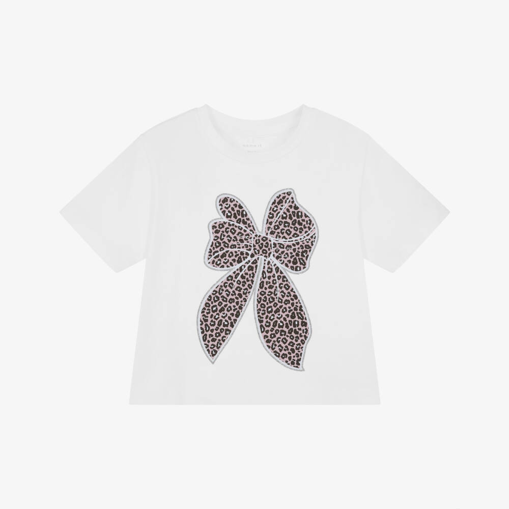 NAME IT-Girls White Cotton Bow Print T-Shirt | Childrensalon Outlet