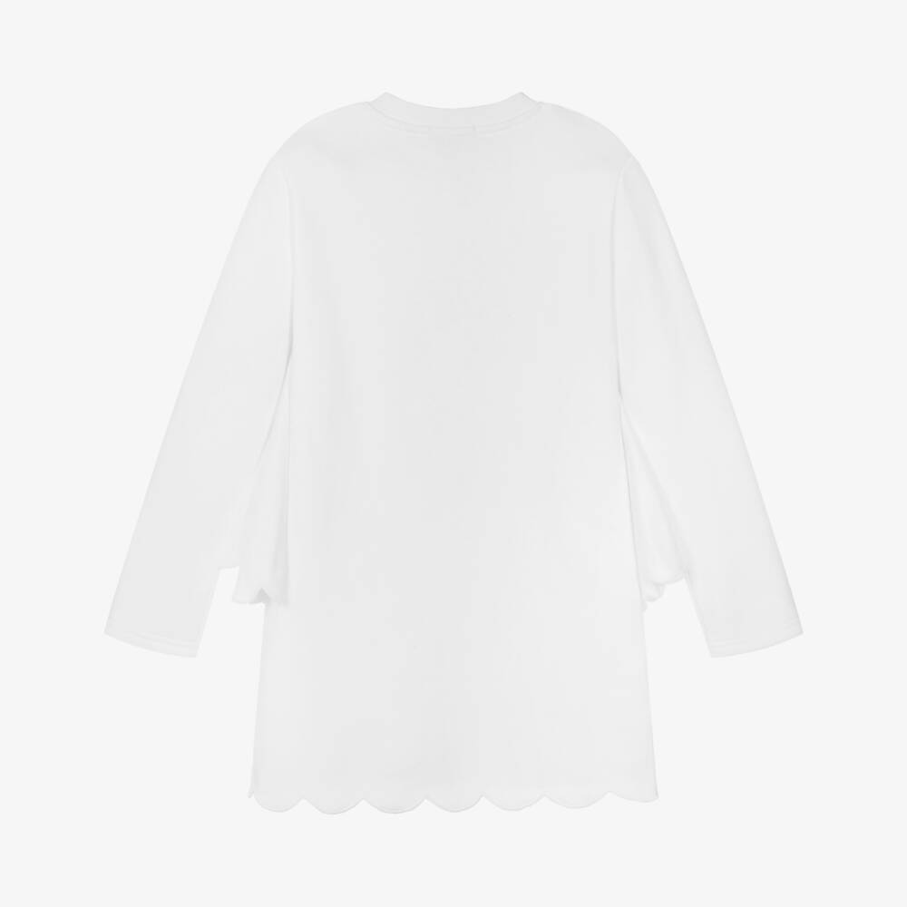 Stella McCartney Kids-فستان أبيض قطني للبنات بطبعة شبح | Childrensalon Outlet