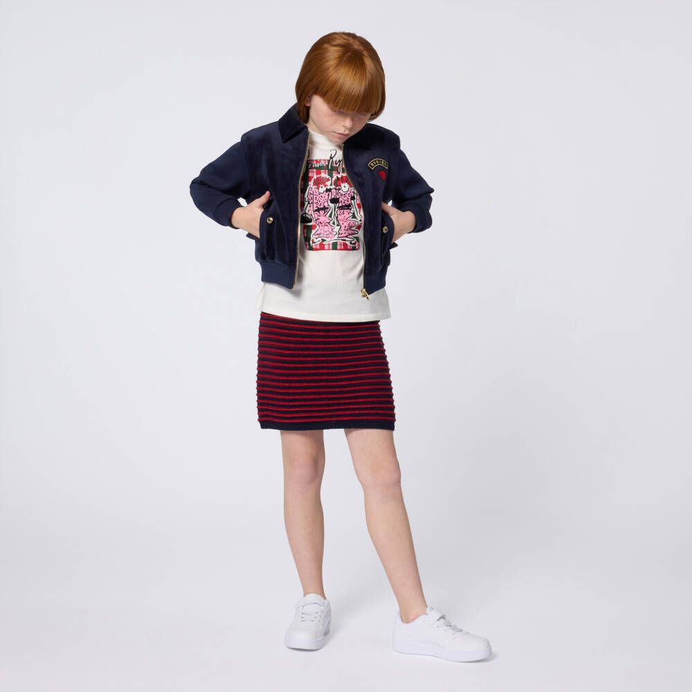 Sonia Rykiel Paris-Girls White Cotton Graphic Print T-Shirt | Childrensalon Outlet