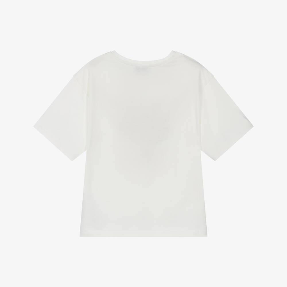 Sonia Rykiel Paris-Girls White Cotton Graphic Print T-Shirt | Childrensalon Outlet