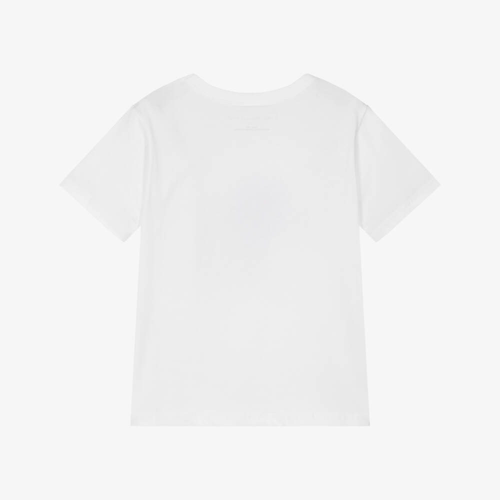 Stella McCartney Kids-Girls White Cotton Heart & Flower Logo T-Shirt | Childrensalon Outlet
