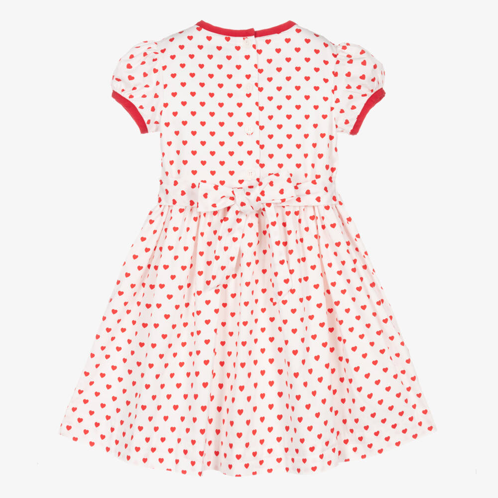 Rachel Riley-Girls White Cotton Heart Print Dress | Childrensalon Outlet