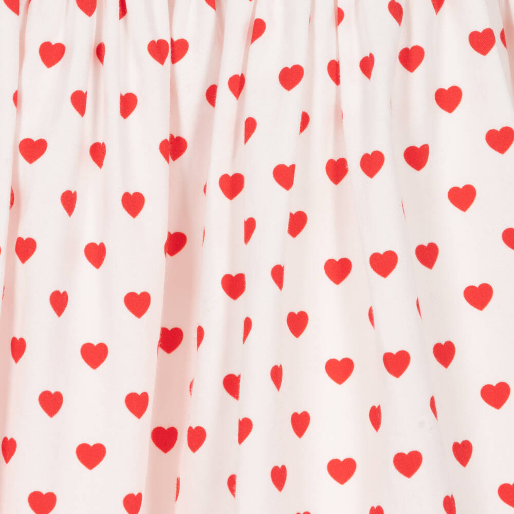 Rachel Riley-Girls White Cotton Heart Print Dress | Childrensalon Outlet