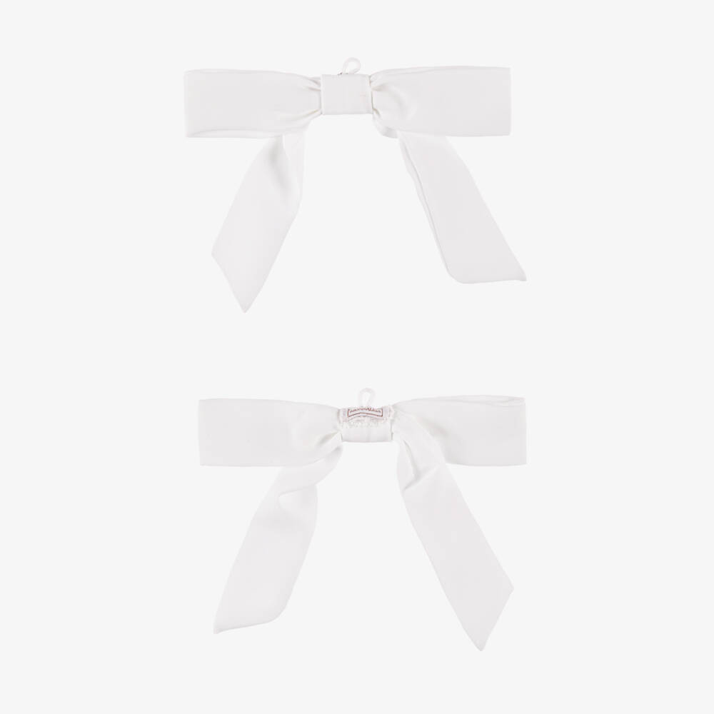 Monnalisa-Girls White Cotton Jersey Bow & Frill Collar Blouse | Childrensalon Outlet