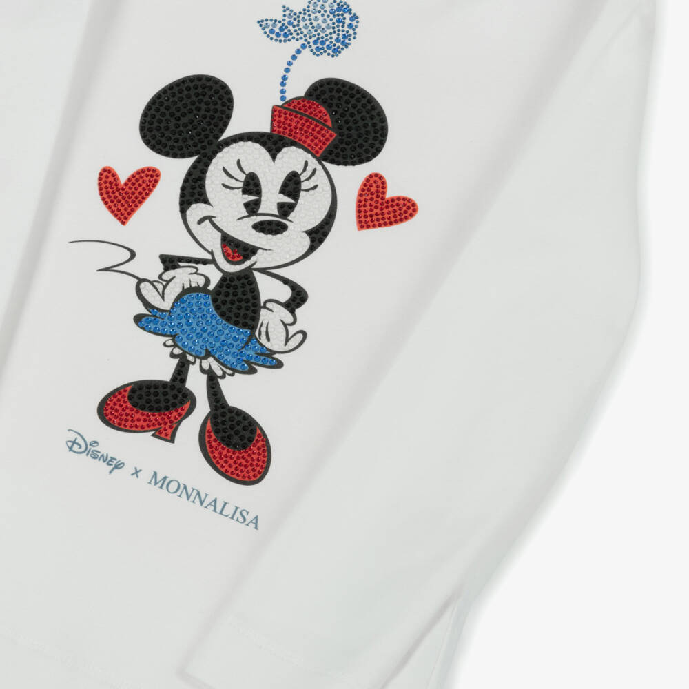 Monnalisa-Girls White Cotton Jersey Minnie Mouse Top | Childrensalon Outlet