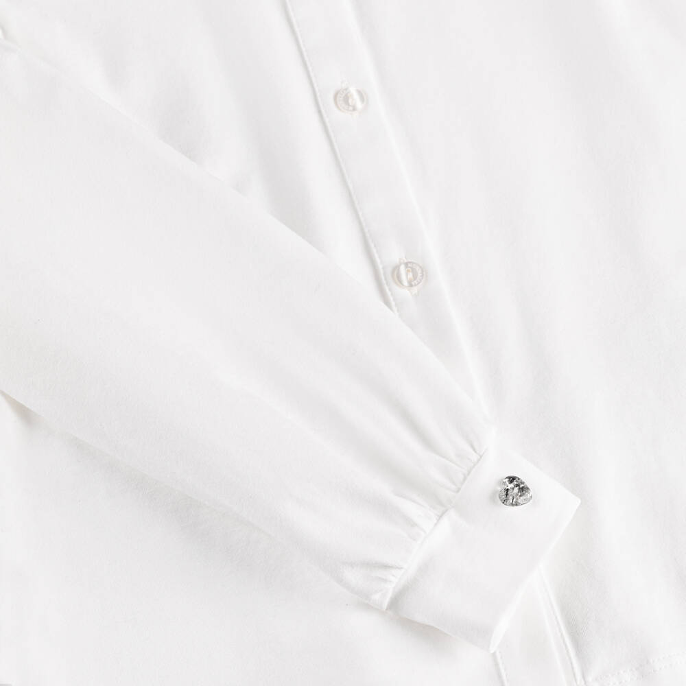 Monnalisa-بلوزة أنيقة بيضاء للبنات مع ربطة عنق | Childrensalon Outlet