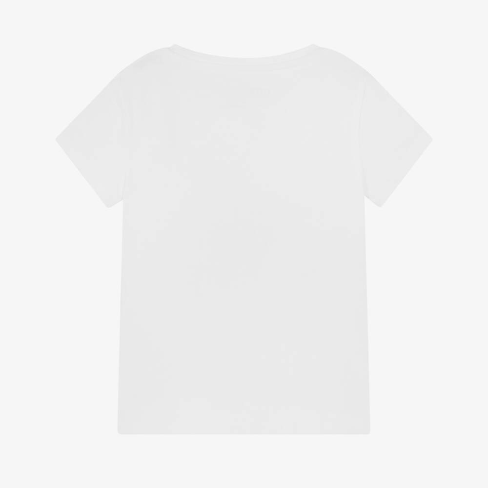 Guess-Girls White Cotton Logo Block T-Shirt | Childrensalon Outlet
