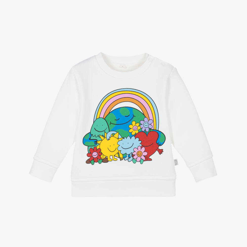 Stella McCartney Kids-Кремовый хлопковый свитшот для девочек Путешествие | Childrensalon Outlet
