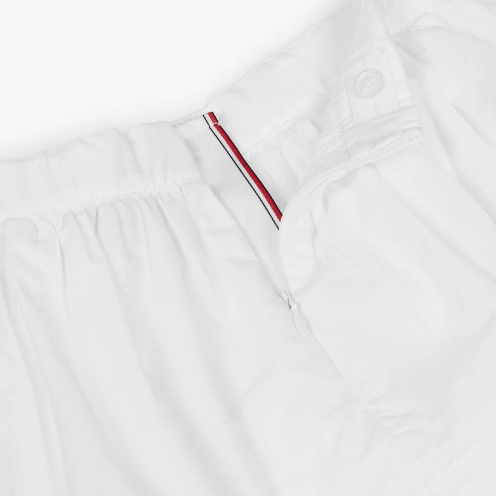 Tommy Hilfiger-Girls White Cotton Poplin Skirt with Cut-Out Lace Tape | Childrensalon Outlet