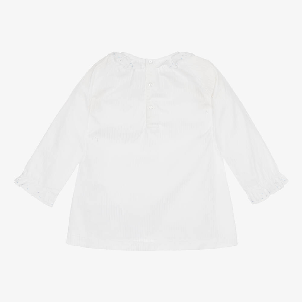 Mini-la-Mode-Girls White Cotton Smocked Pyjamas | Childrensalon Outlet