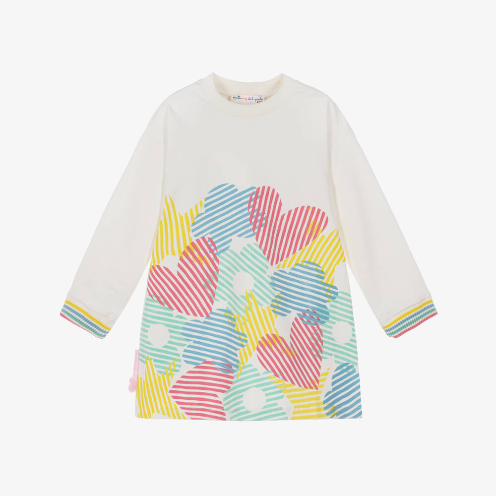 Agatha Ruiz de la Prada-Girls White Cotton Sweatshirt Dress & Pink Tights Set | Childrensalon Outlet