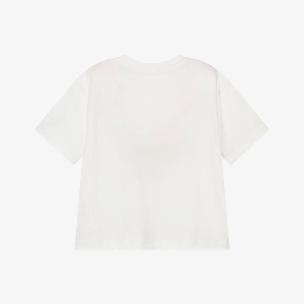 Stella McCartney Kids-Girls White Cotton T-Shirt with Colourful Shoe Print | Childrensalon Outlet