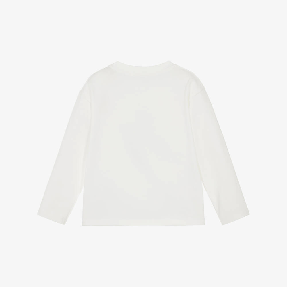 KENZO KIDS-Girls White Cotton Top with Silver Planet Boke Logo | Childrensalon Outlet