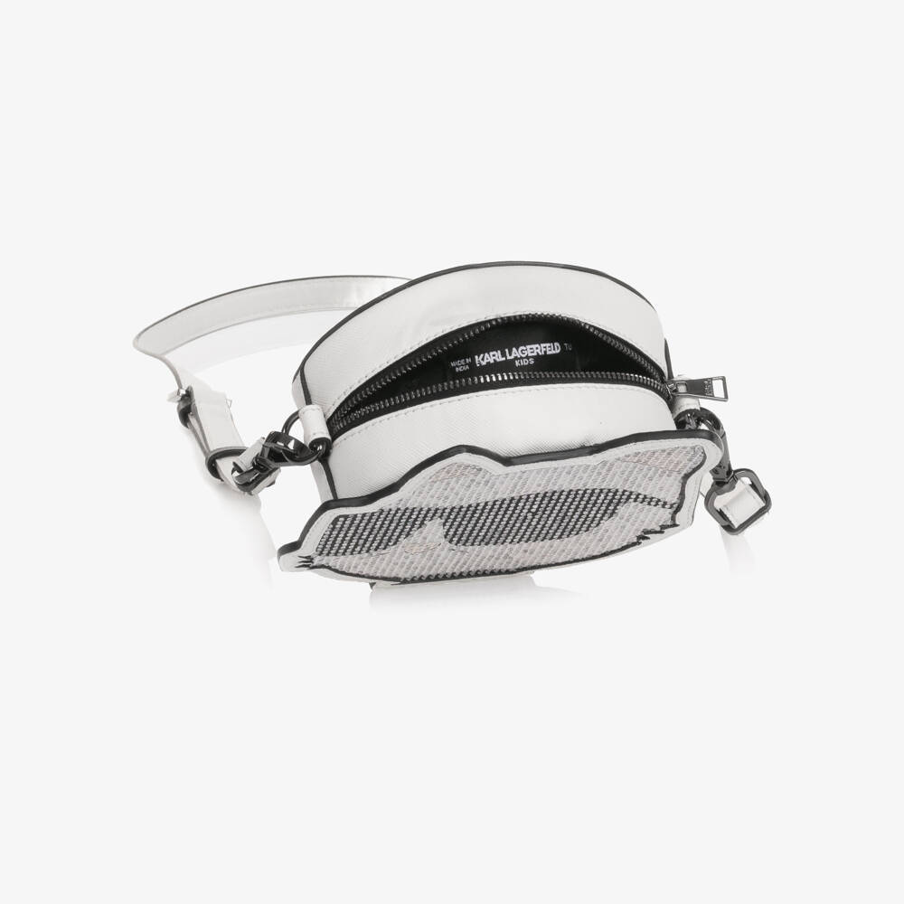 KARL LAGERFELD KIDS-Girls White Diamanté Embellished Choupette Bag (14cm) | Childrensalon Outlet
