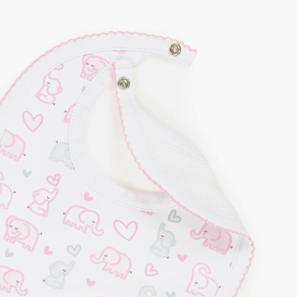Kissy Kissy-Girls White Elephant Pima Bib | Childrensalon Outlet
