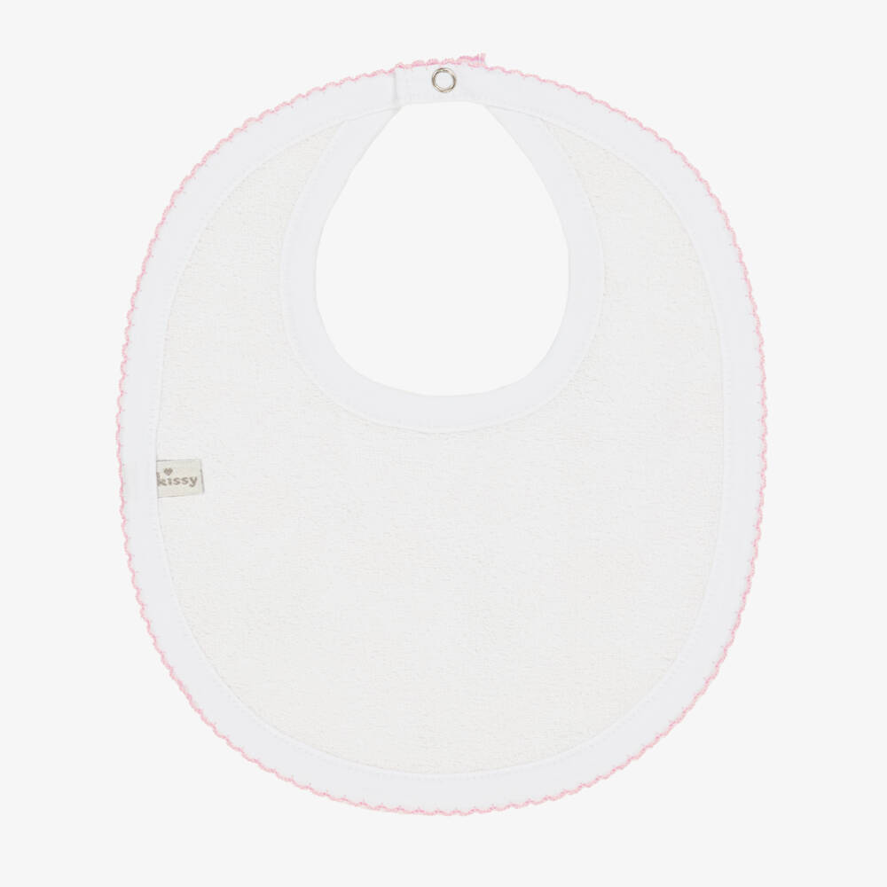 Kissy Kissy-Girls White Elephant Pima Bib | Childrensalon Outlet