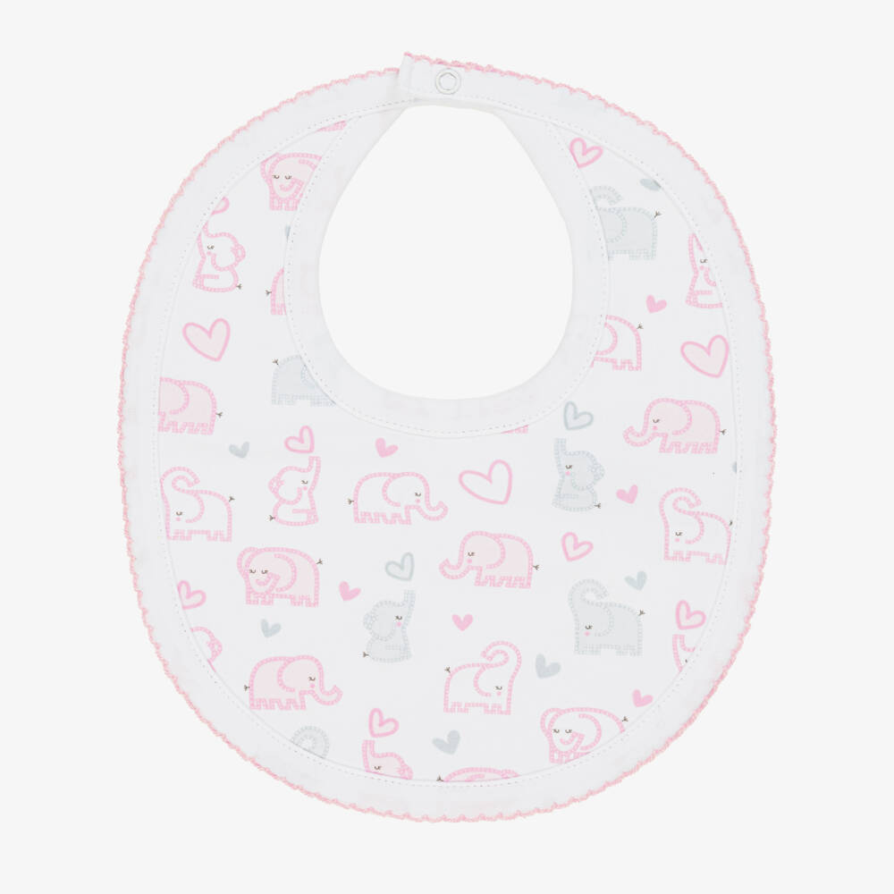 Kissy Kissy-Girls White Elephant Pima Bib | Childrensalon Outlet