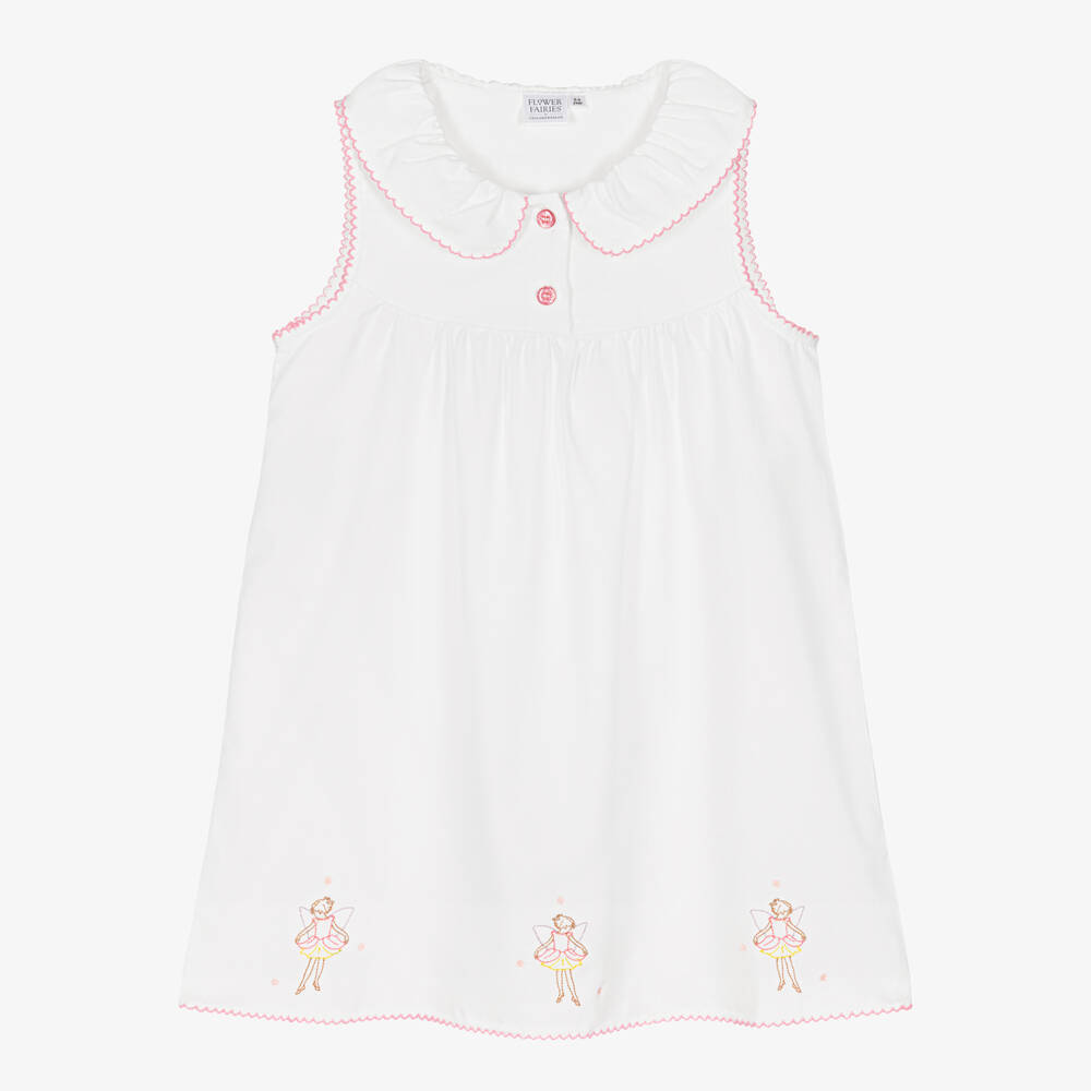Flower Fairies™ by Childrensalon-Белая хлопковая ночная рубашка для девочек с феями | Childrensalon Outlet