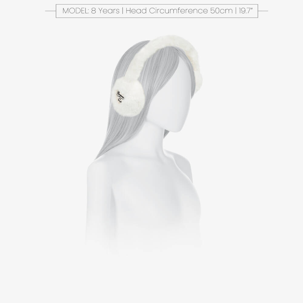 Bonpoint-Girls White Faux Fur Branded Ear Muffs | Childrensalon Outlet