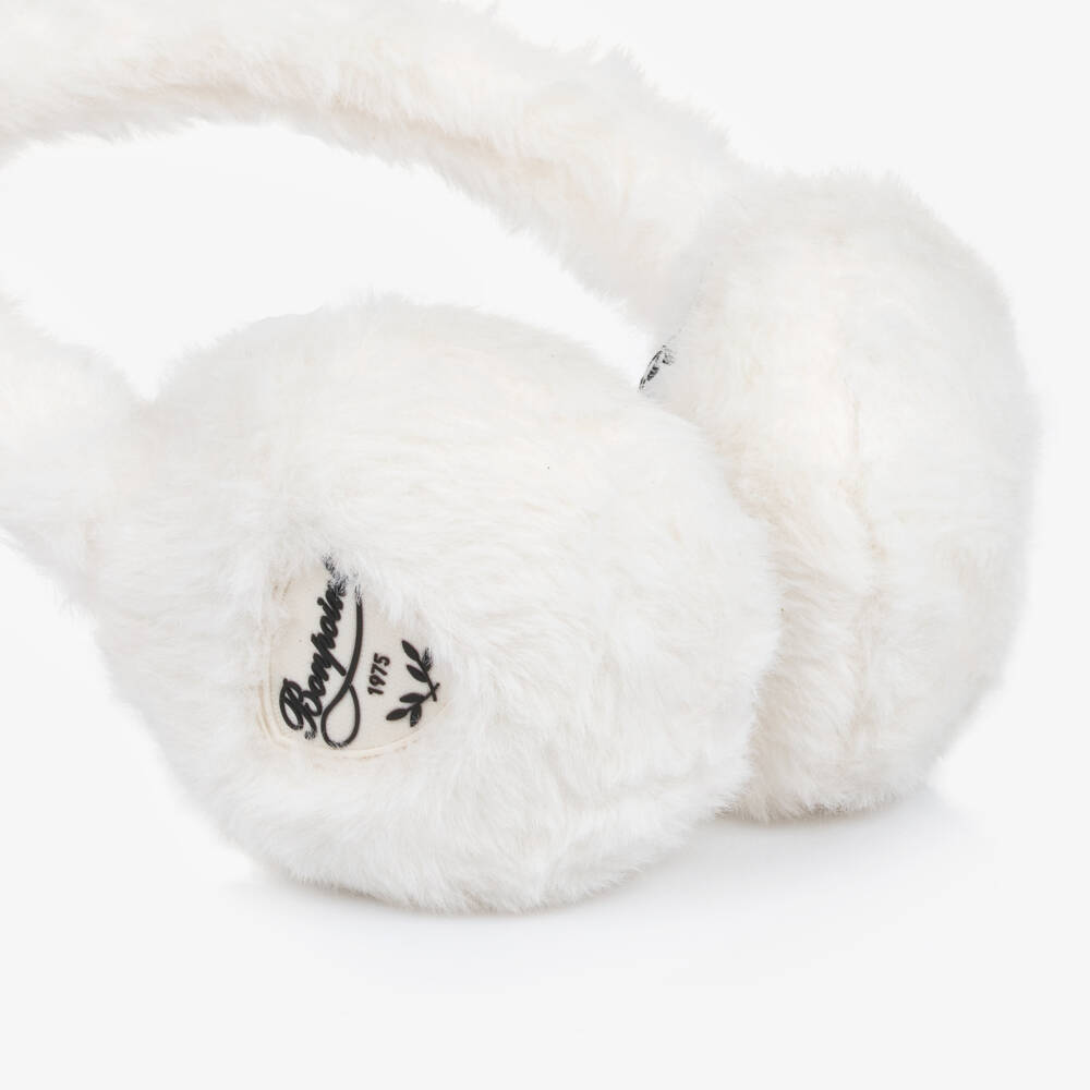 Bonpoint-Girls White Faux Fur Branded Ear Muffs | Childrensalon Outlet