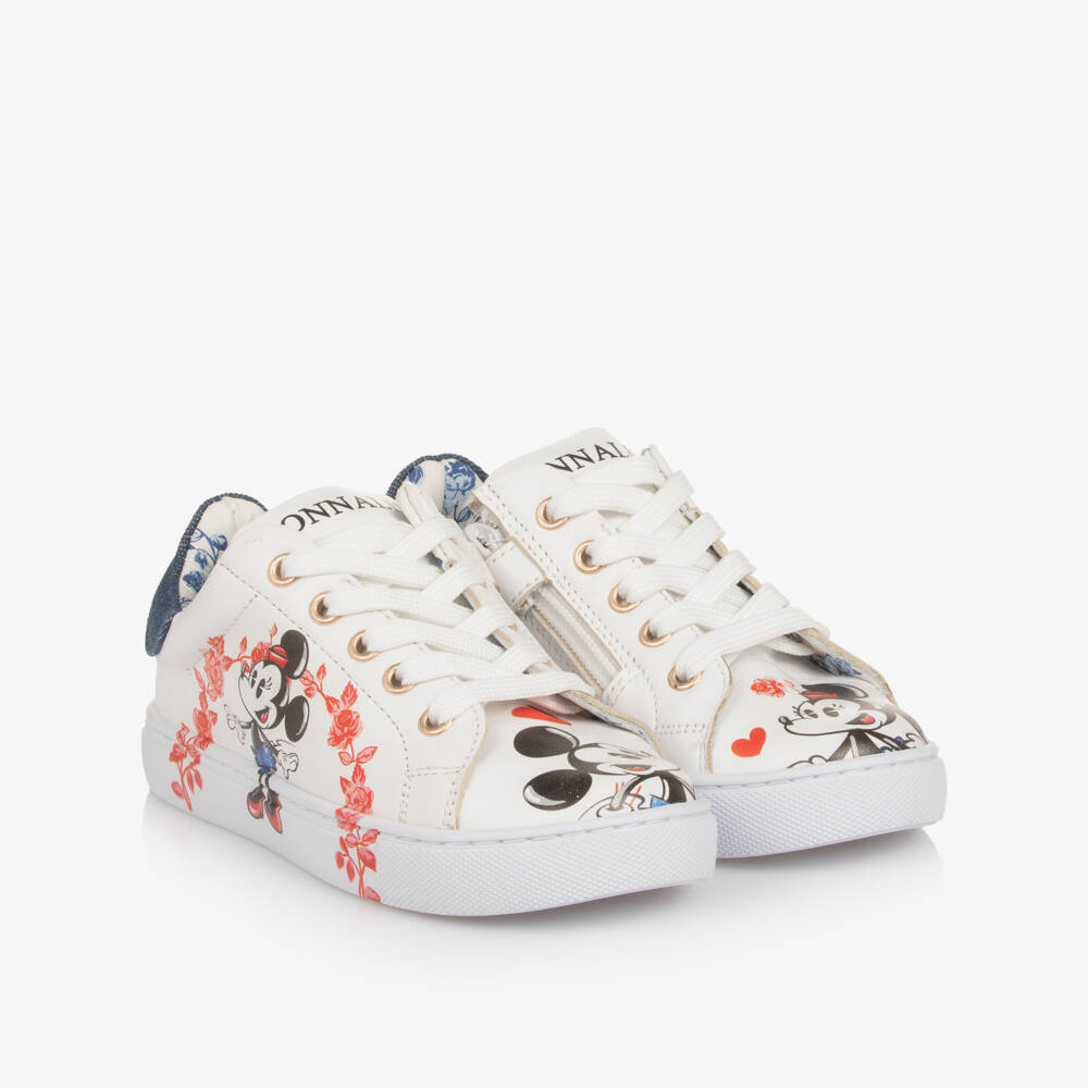 Monnalisa-Girls White Faux Leather Disney Trainers | Childrensalon Outlet