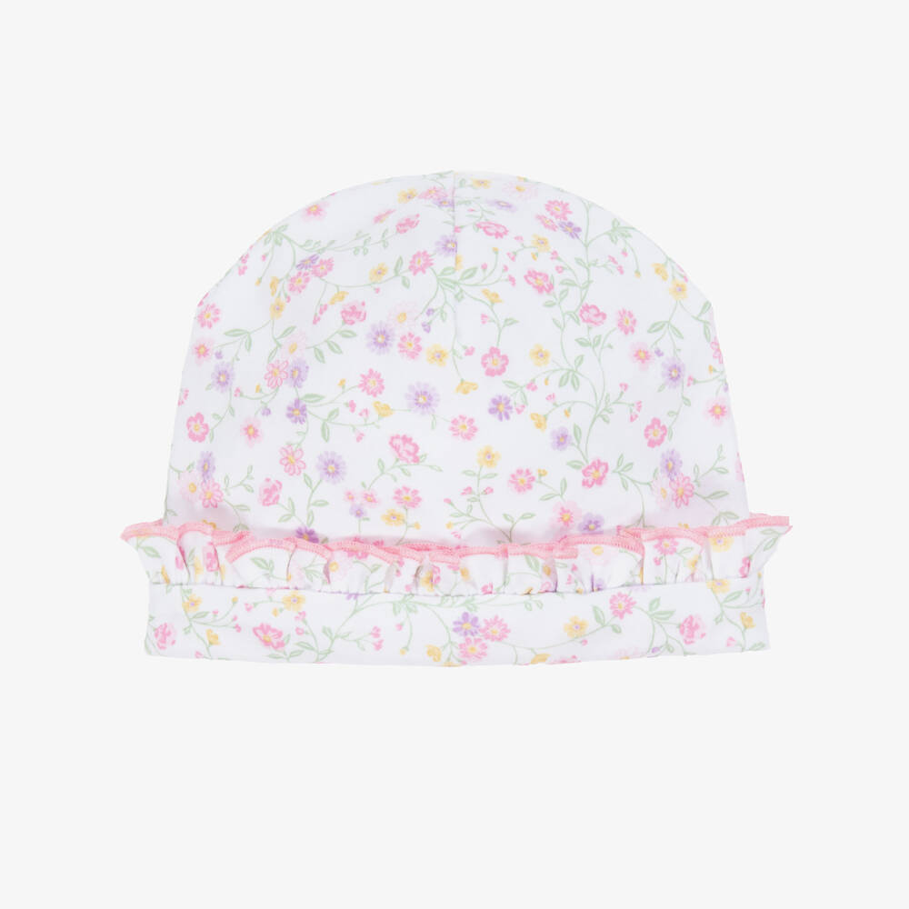 Kissy Kissy-Girls White Floral Cotton Hat | Childrensalon Outlet