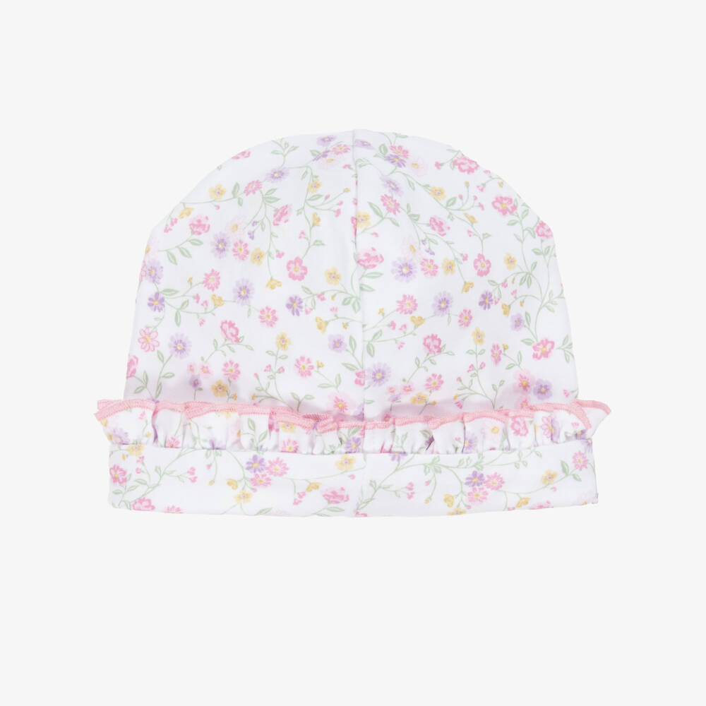 Kissy Kissy-Girls White Floral Cotton Hat | Childrensalon Outlet