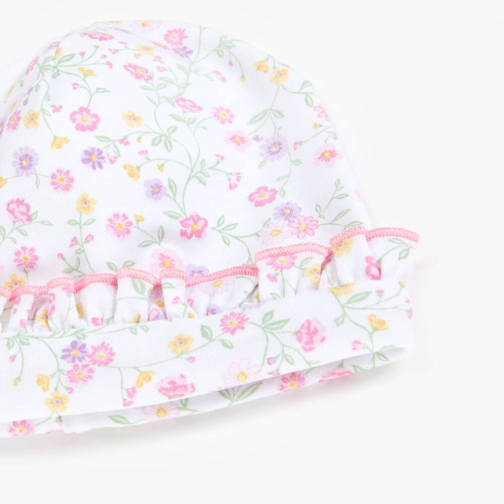 Kissy Kissy-Girls White Floral Cotton Hat | Childrensalon Outlet