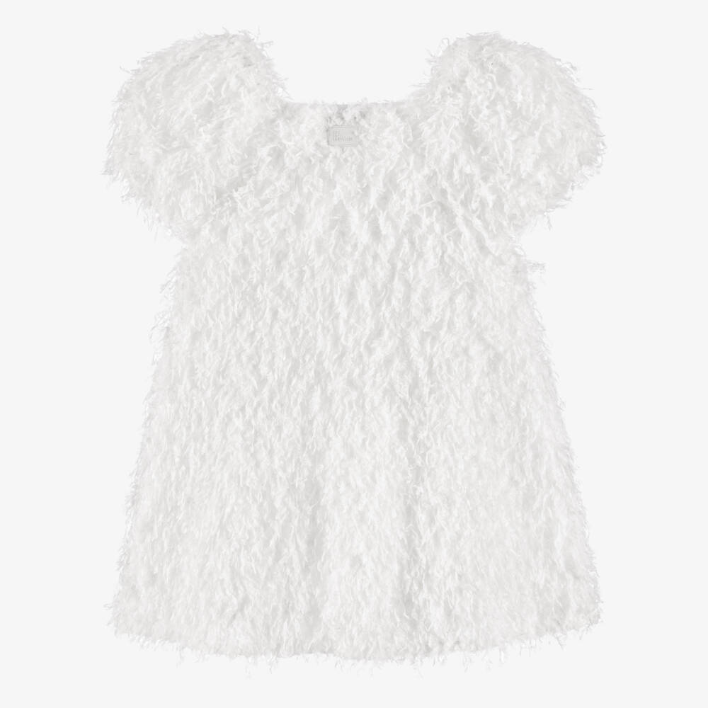 The Tiny Universe-Girls White Fluffy Dress | Childrensalon Outlet