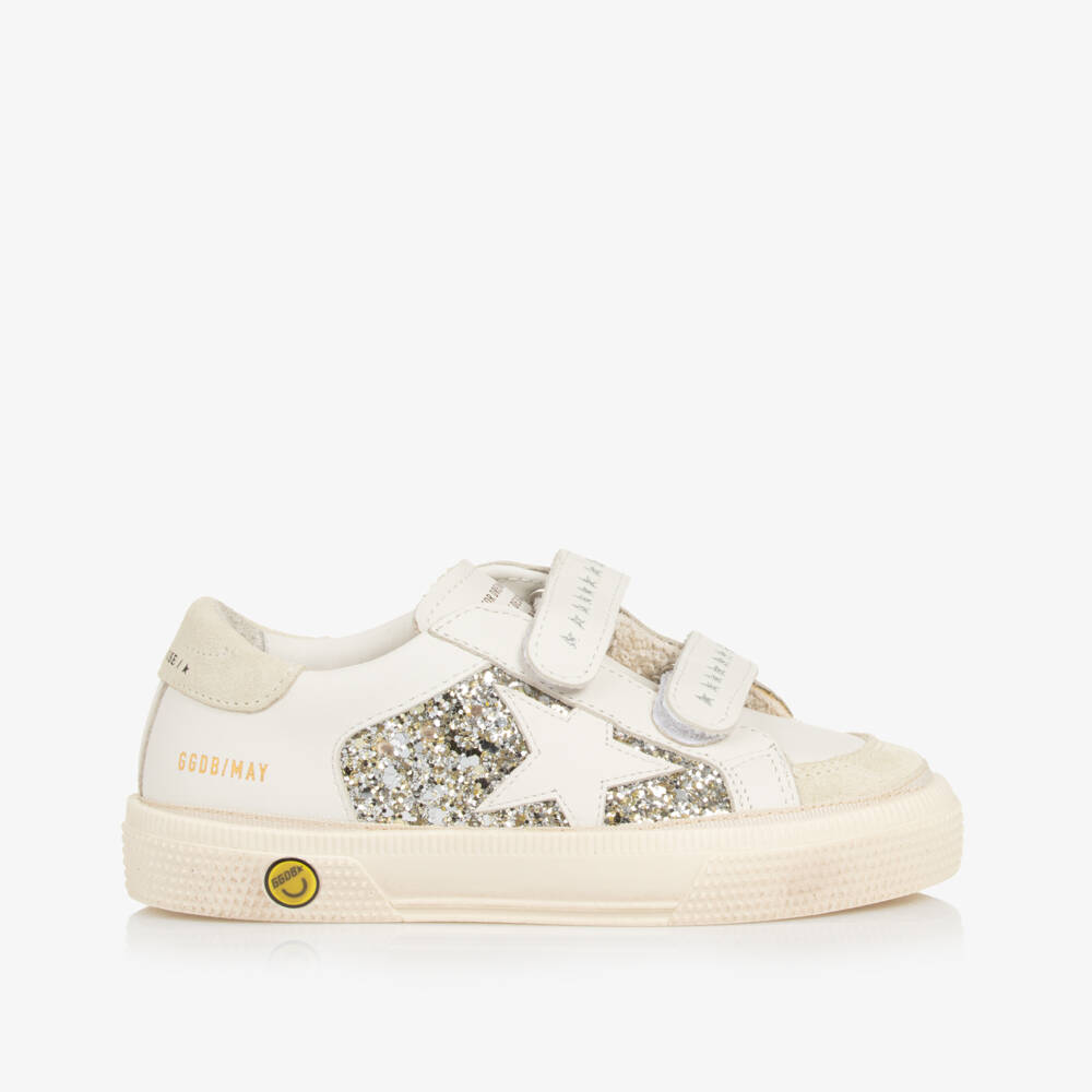 Golden Goose-Girls White Glitter & Leather May Trainers | Childrensalon Outlet