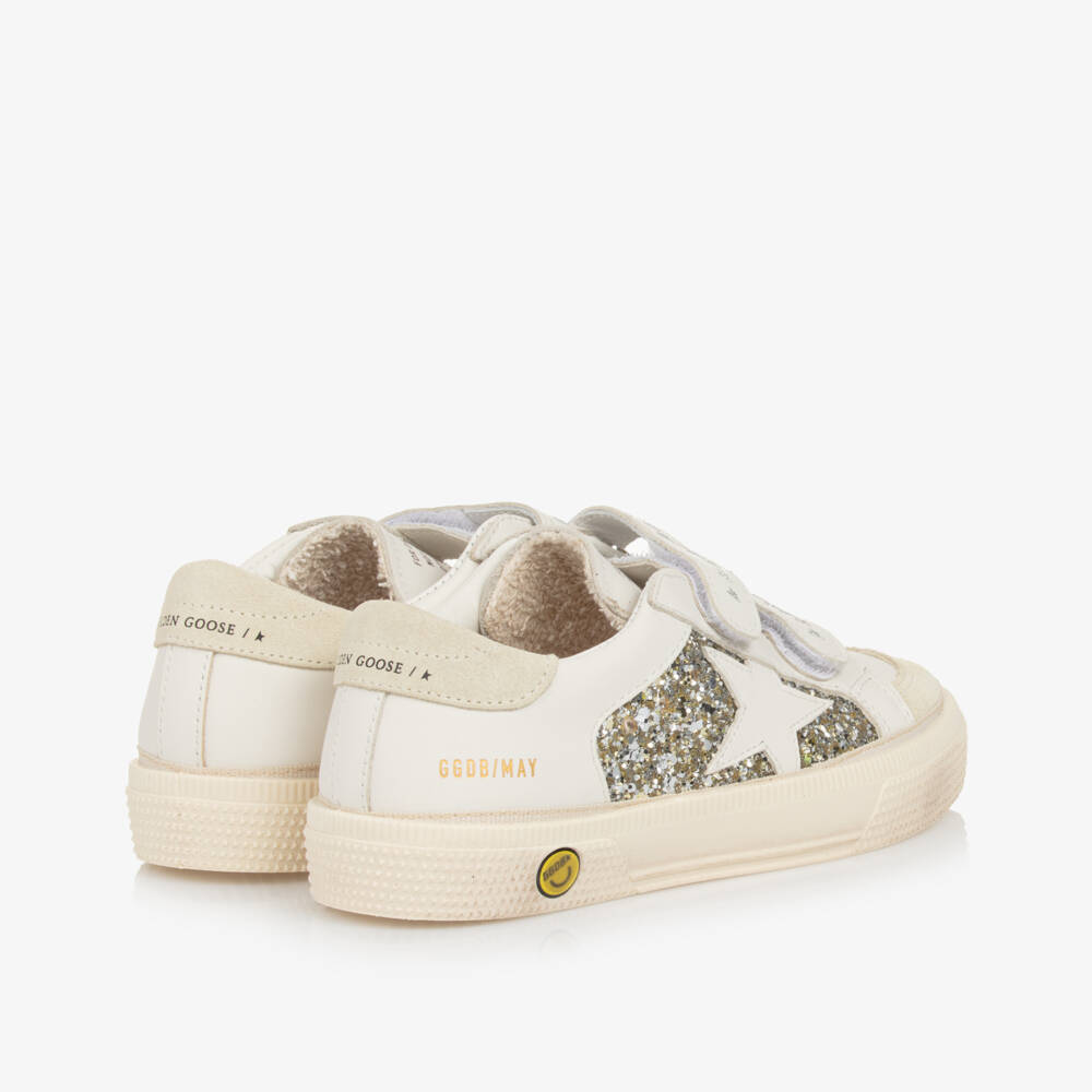 Golden Goose-Girls White Glitter & Leather May Trainers | Childrensalon Outlet