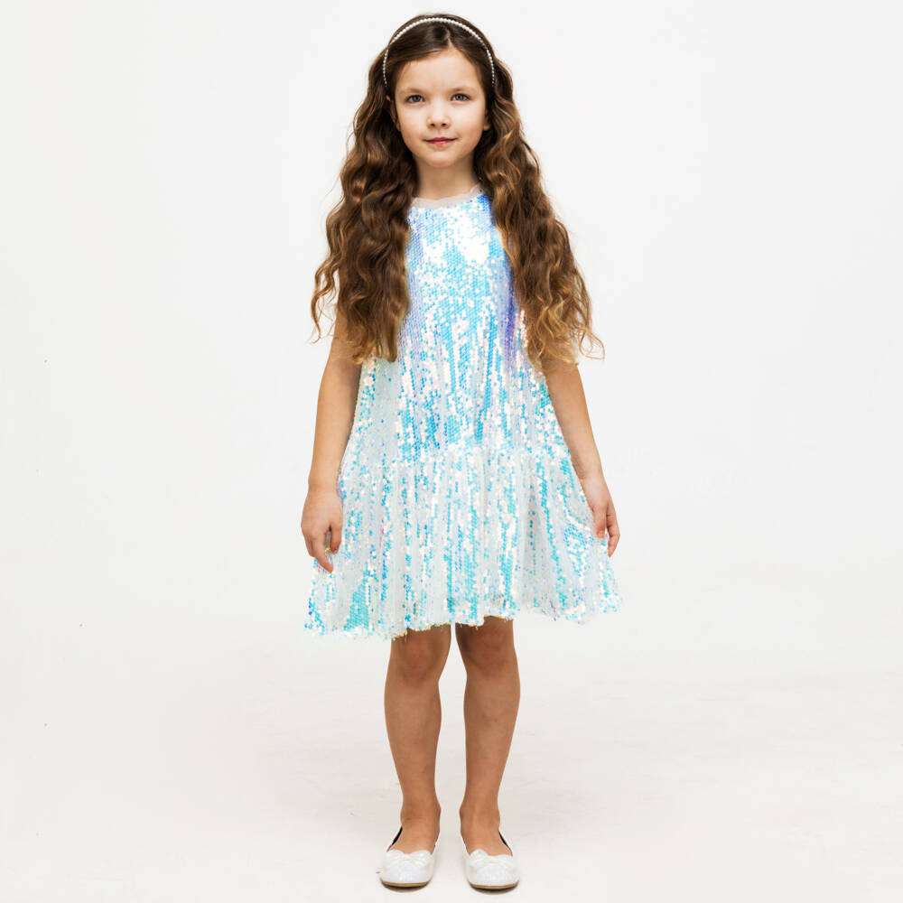 The Tiny Universe-Girls White Iridescent Sequin Dress | Childrensalon Outlet