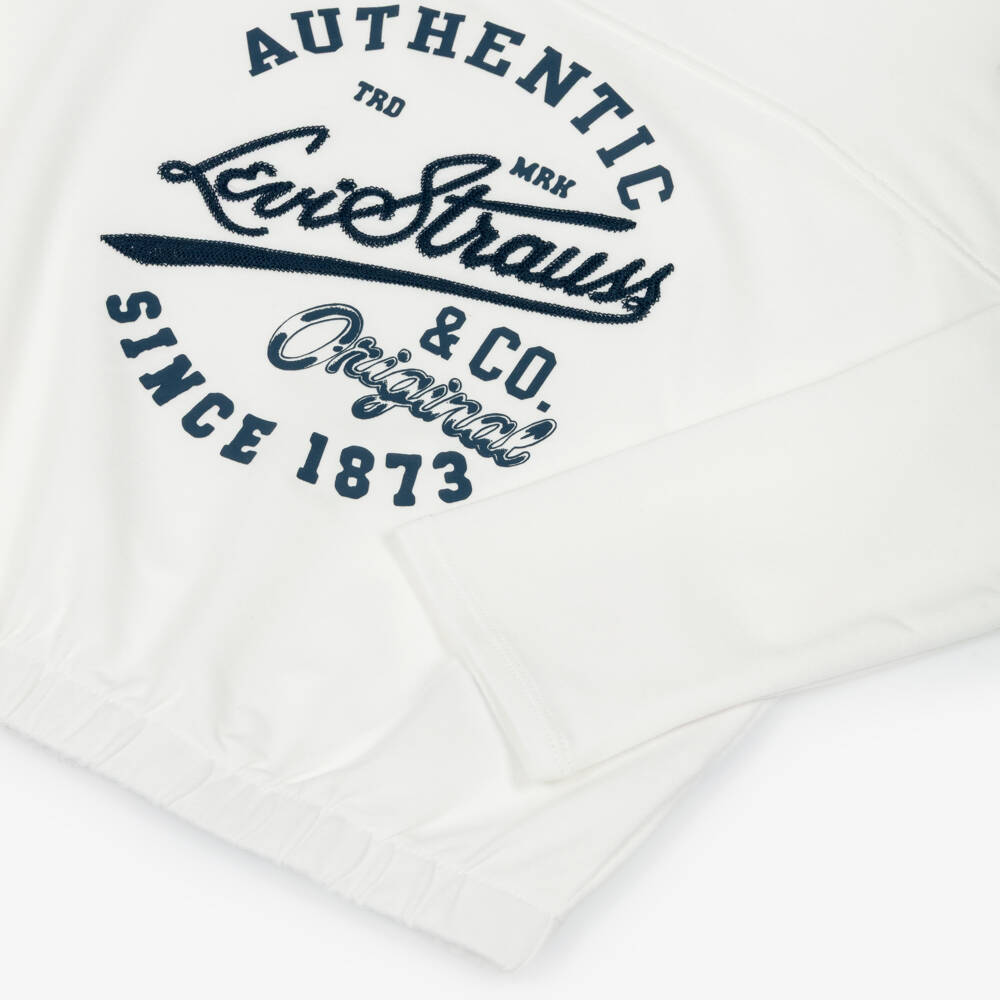 Levi's-Girls White Jersey Varsity Style Top | Childrensalon Outlet