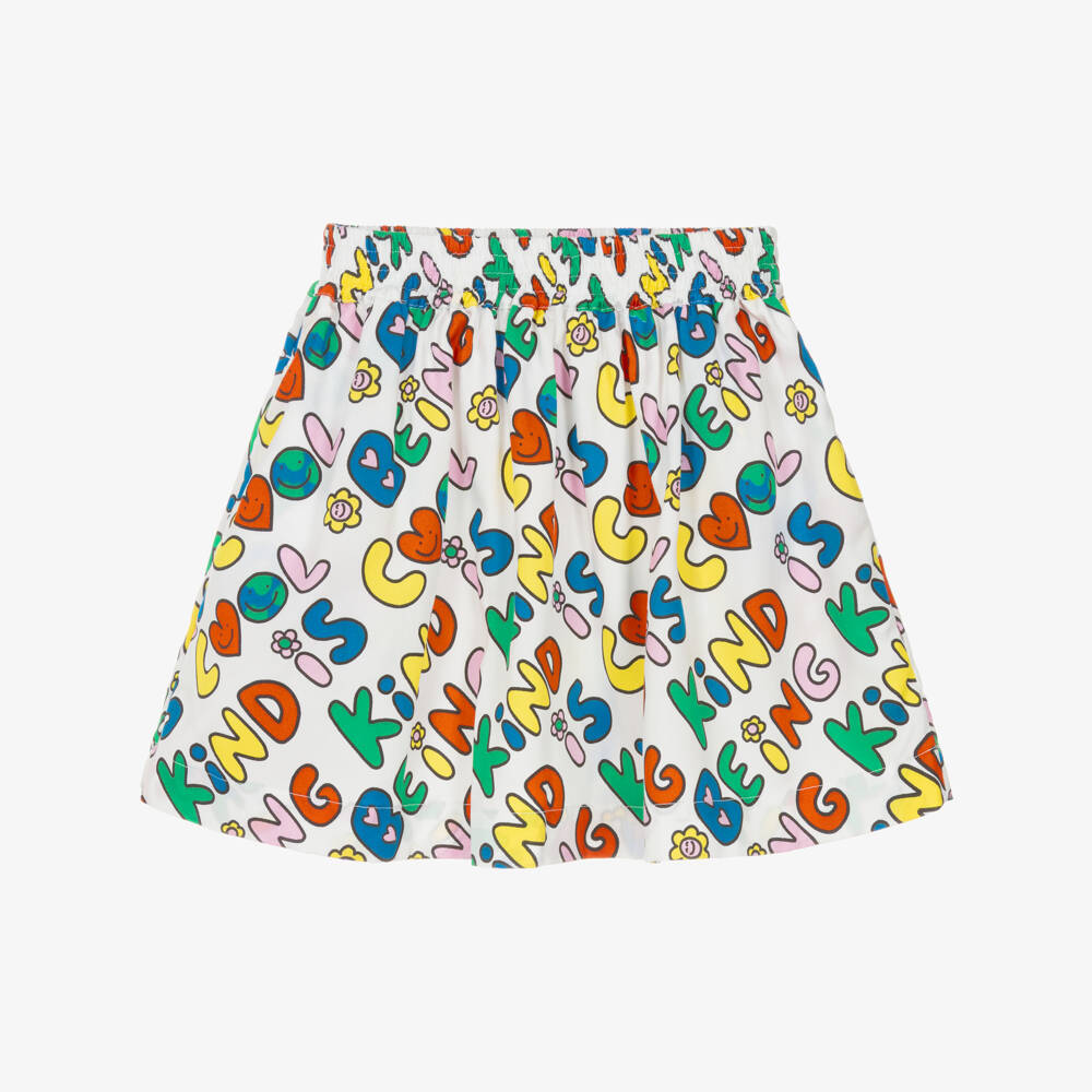Stella McCartney Kids-Girls White Kind Is Cool Printed Skirt | Childrensalon Outlet