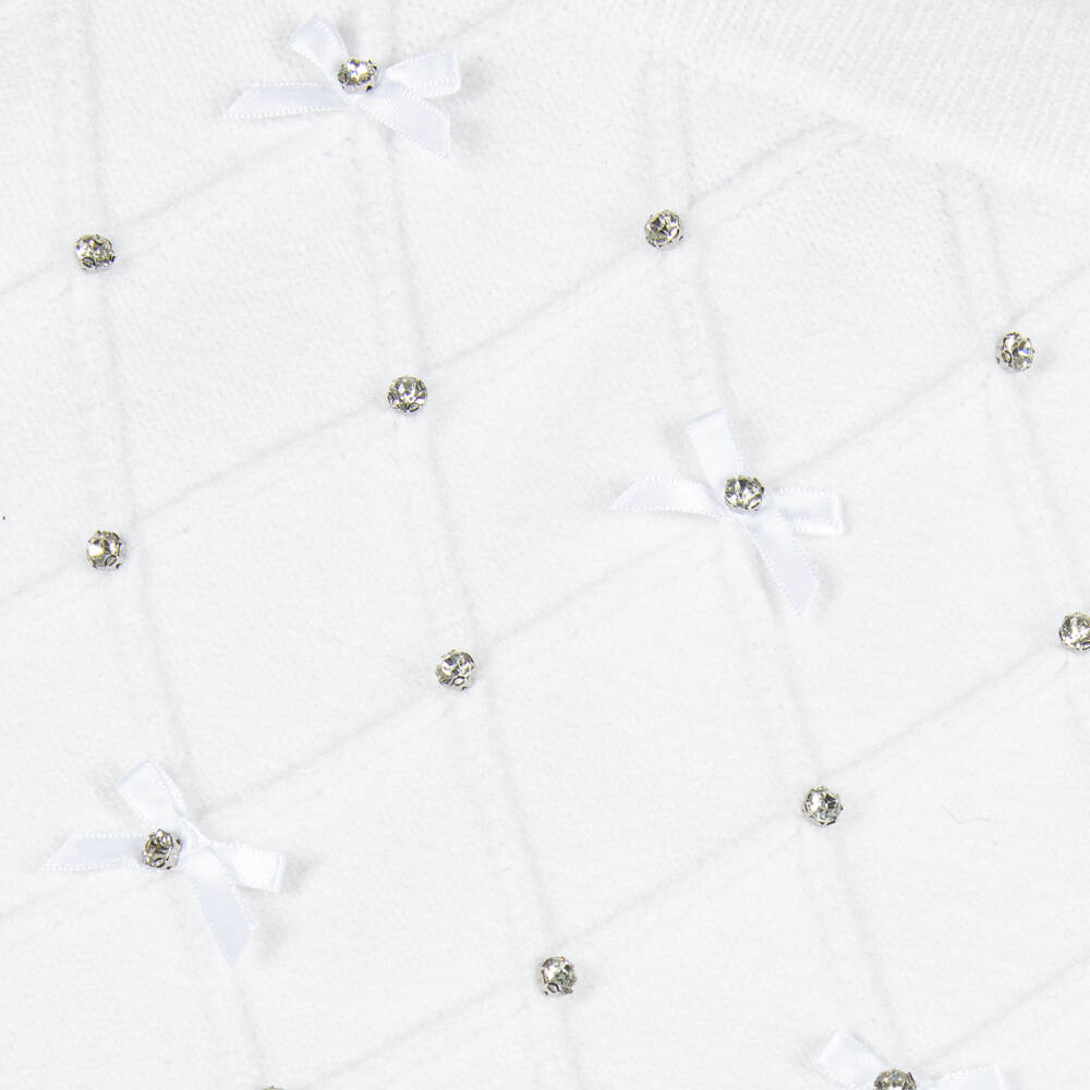 Fun & Fun-Girls White Knitted Diamanté & Bow Skirt | Childrensalon Outlet