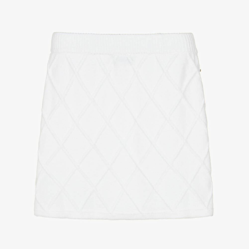 Fun & Fun-Girls White Knitted Diamanté & Bow Skirt | Childrensalon Outlet
