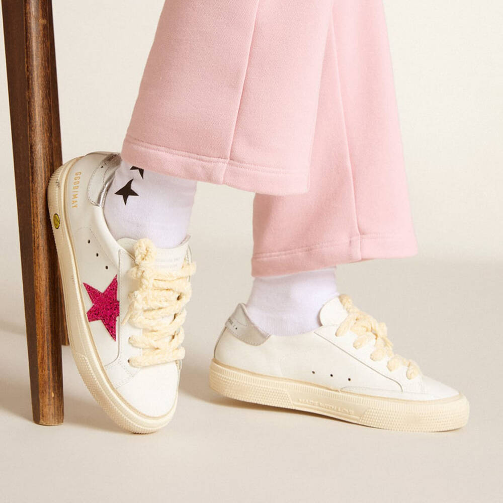 Golden Goose-Girls White Leather May Trainers | Childrensalon Outlet