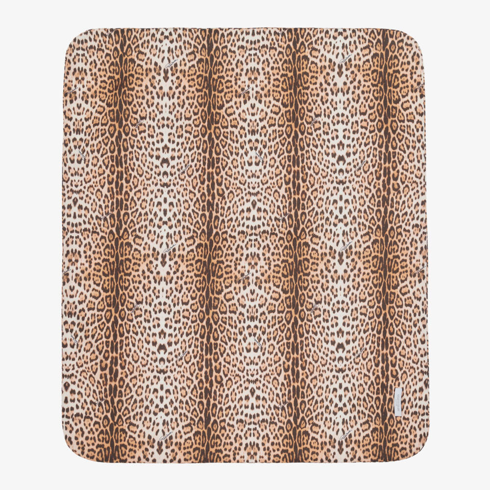 Roberto Cavalli-Girls White & Leopard Print Padded Blanket (75cm) | Childrensalon Outlet