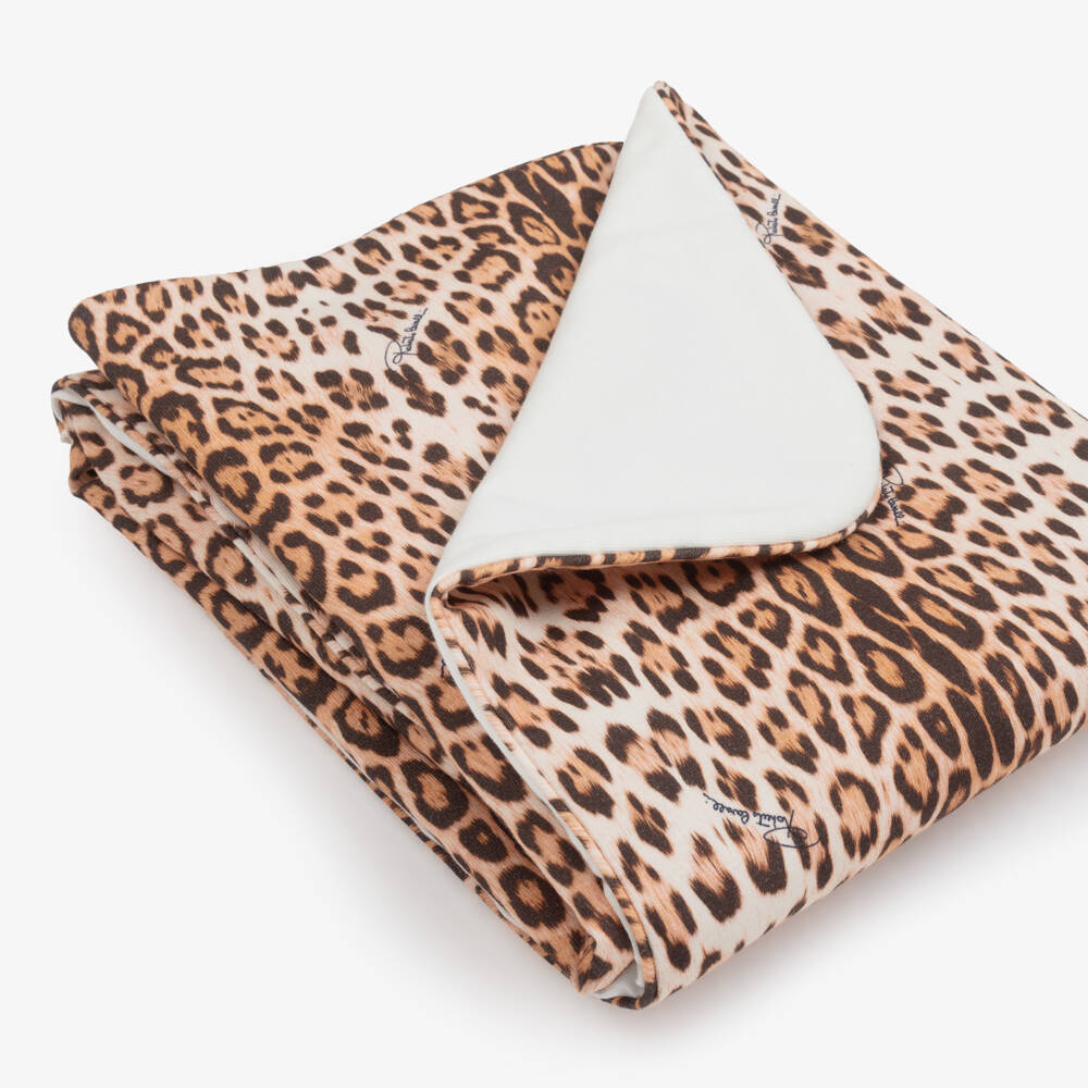 Roberto Cavalli-Girls White & Leopard Print Padded Blanket (75cm) | Childrensalon Outlet