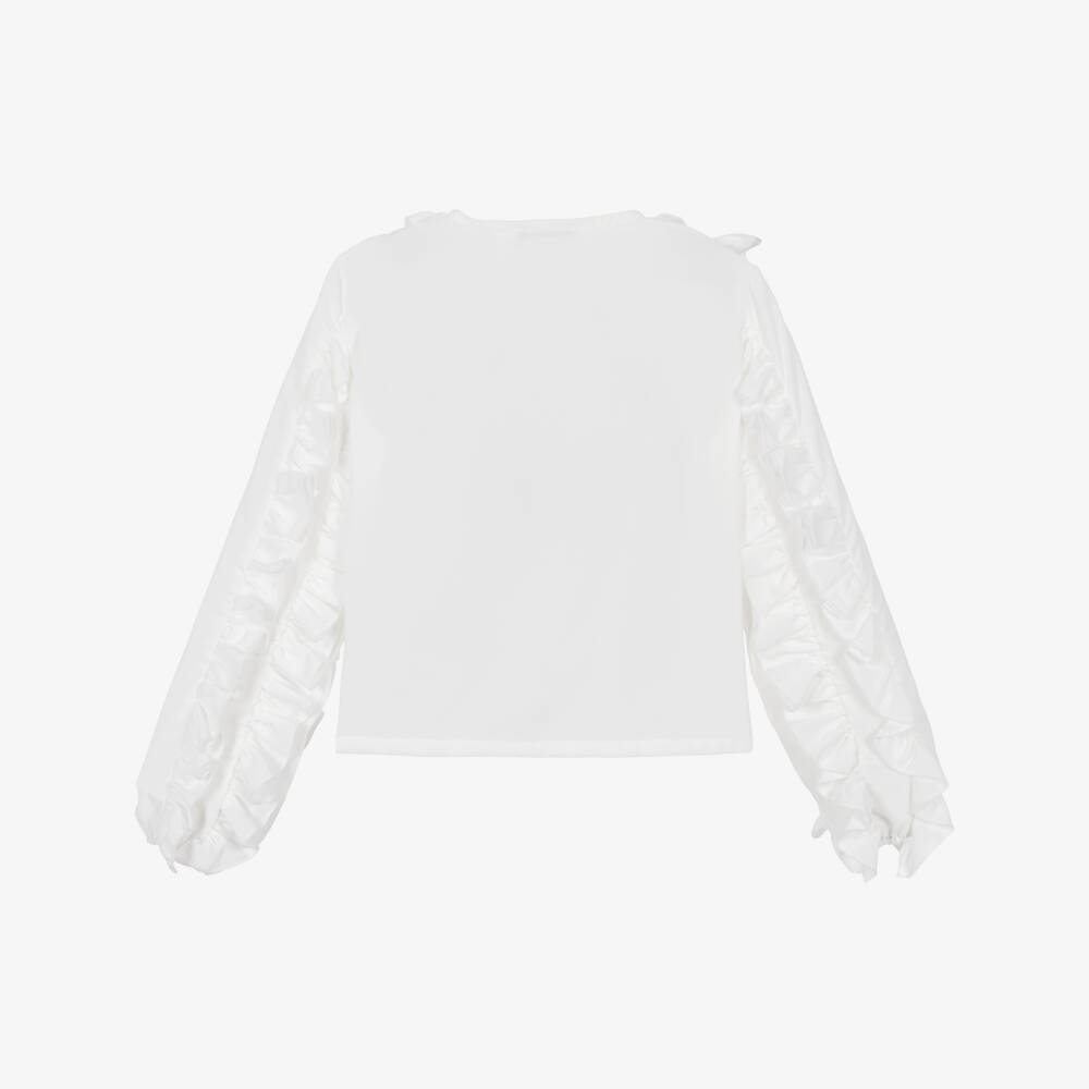 Fun & Fun-Girls White Long Sleeved Ruffle Blouse | Childrensalon Outlet