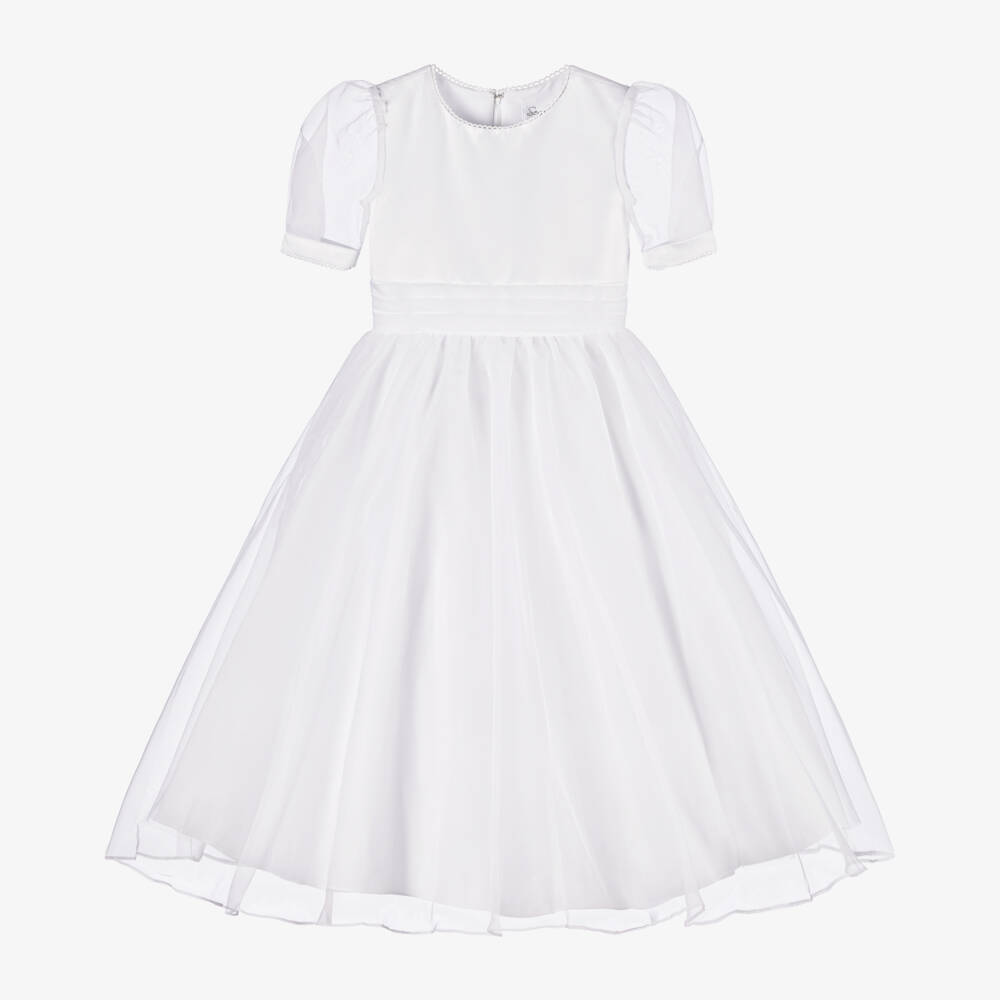 Sevva-فستان أنيق من الأورجانزا الأبيض للبنات | Childrensalon Outlet