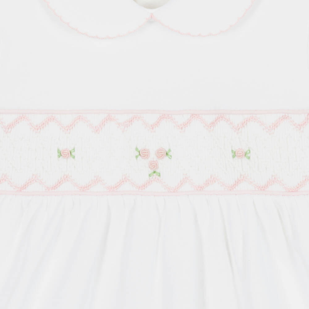 Mini-la-Mode-Girls White Pima Cotton Smocked Dress | Childrensalon Outlet