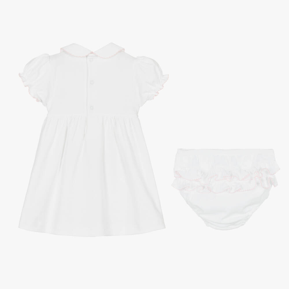 Mini-la-Mode-Girls White Pima Cotton Smocked Dress | Childrensalon Outlet