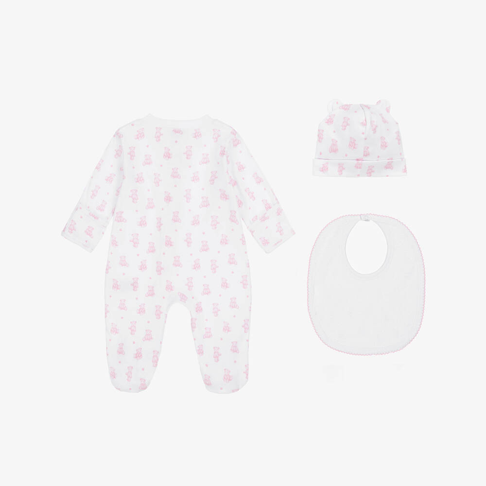 Kissy Kissy-Girls White & Pink Bear Babysuit Set | Childrensalon Outlet