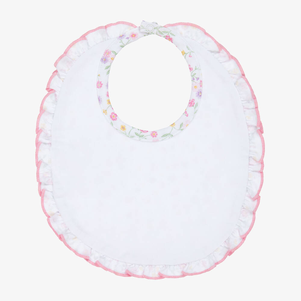 Kissy Kissy-Girls White & Pink Floral Bib | Childrensalon Outlet