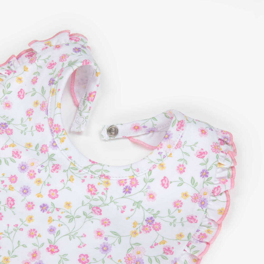 Kissy Kissy-Girls White & Pink Floral Bib | Childrensalon Outlet